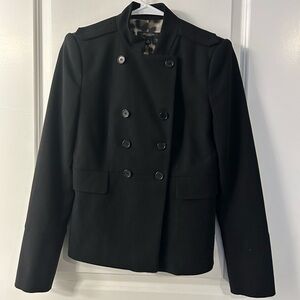 Ann Taylor Black Double-Breasted Pea Coat